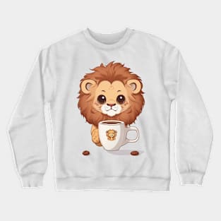 Cute lion with coffee Crewneck Sweatshirt